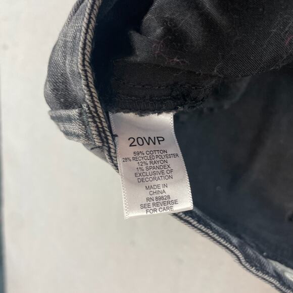 Logo by Lori Goldstein Velvet Patchwork Jeans Womens Sz20 WP Black Boyfriend - Picture 8 of 12